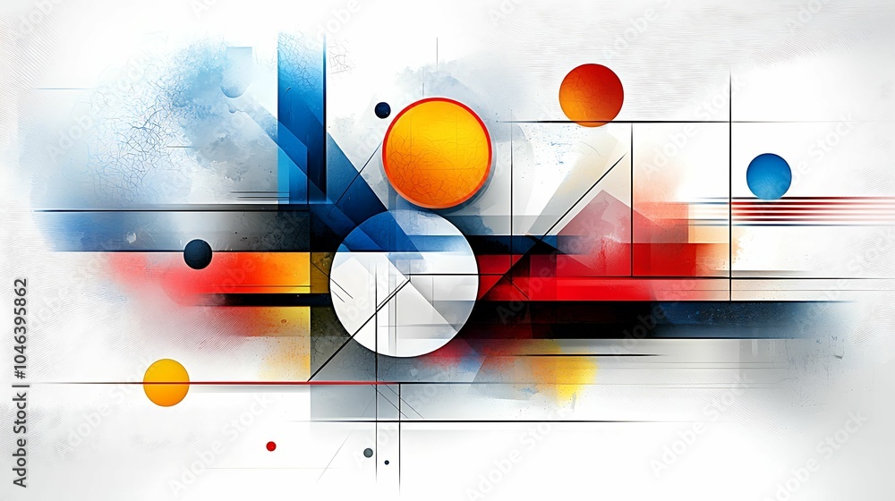 Aufkleber vibrant geometric composition with bold colors and dynamic shapes emphasizing modern abstract artist