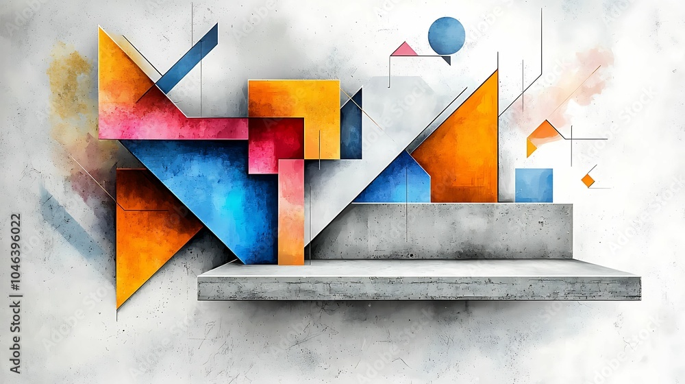 Aufkleber a colorful abstract geometry exploring the intersection of shapes colors and space in contemporary a