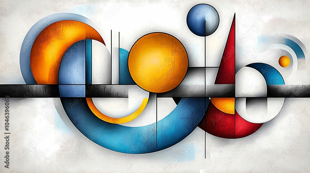 Aufkleber exploring the vibrant harmony of geometric shapes and colorful forms in abstract composition art
