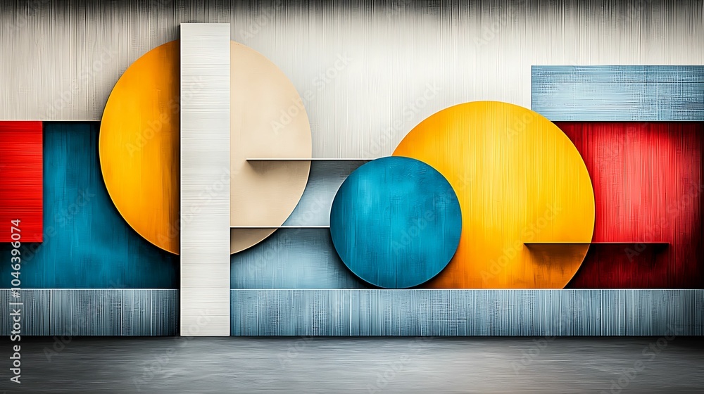 Aufkleber exploring dynamic geometric forms a colorful abstract composition of shapes and lines in contemporar