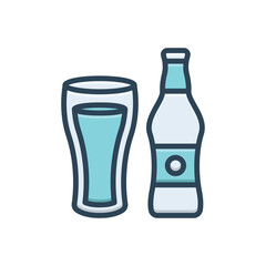Color illustration icon for cold drink