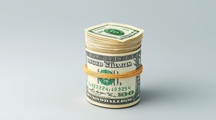 A photostock of stacked dollar bills on a white background, symbolizing wealth, finance, or business concepts.