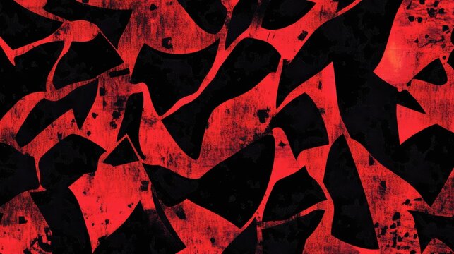 This captivating composition showcases jagged shapes in deep black and bold red, creating a vibrant contrast. The central area invites clean text placement, enhancing its modern minimalistic appeal.