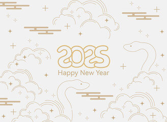 年賀状 2025 巳年 蛇 金 背景