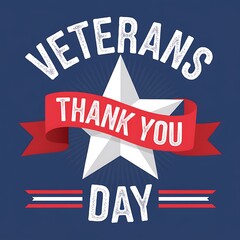 Veterans Day Graphic with Star, Ribbon, and Thank You Message