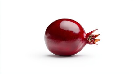 Close-up of a juicy red pomegranate, isolated on white, perfect for natural and organic product ads, detailed and vibrant appearance