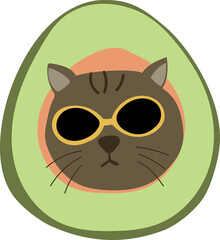 Cute cat face cartoon. Vector illustration.