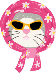 Cute cat face cartoon. Vector illustration.