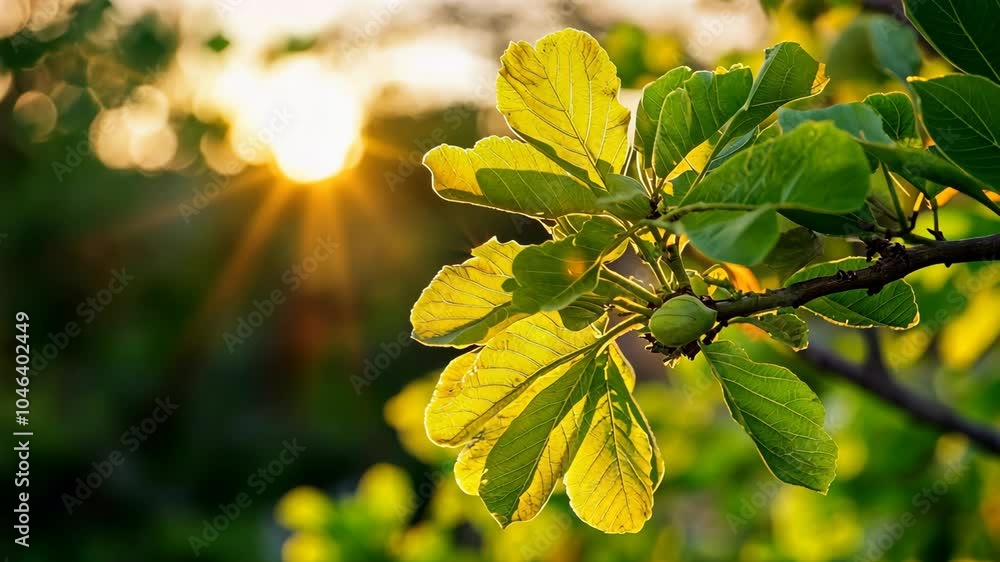 Poster sunlight filters through the leaves of a tree, creating a warm glow