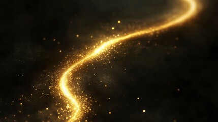 Fototapeta premium A stunning gold line sparkles brightly against a deep black backdrop, creating a high-end, luxurious feel. This artistic design is perfect for premium award templates and elegant presentations.