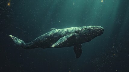 Fototapeta premium Giant Whale Swimming Through Stars