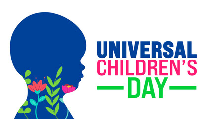 Universal Children’s Day background or banner design template is observed every year in November. Holiday concept. Template for card, poster, placard, template.