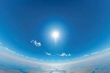 360 HDRI panorama for 3D graphics or games with clear blue sky and sun at zenith Ideal for sky dome or drone footage editing