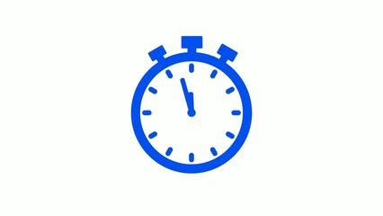 Blue Stopwatch Icon on White Background