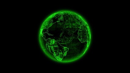 Digital Earth with Green Grid Overlay