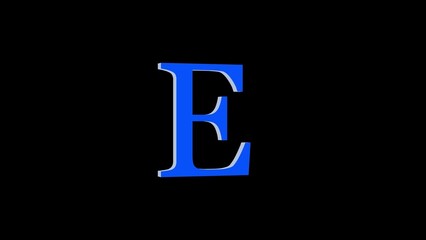 Bold Blue Letter E on Black Background