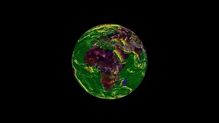 3d green earth black background