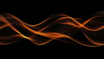 Abstract Orange Waves on Black Background