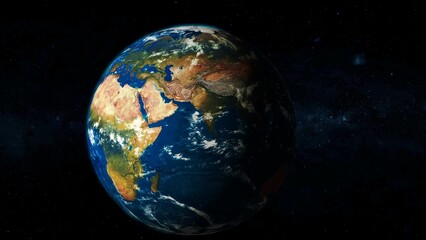 Earth planet zoom in on space with star