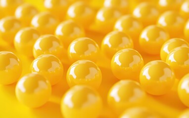 a lot of yellow 3d balls on yellow background 