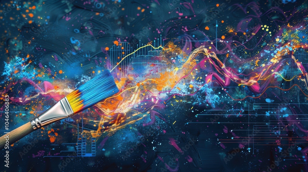 Poster fusion of creativity and analytics with abstract shapes and data visualizations