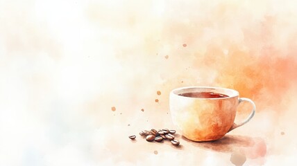 Fototapeta premium Artistic set of vector coffee beans and coffee cup drinks isolated on white background,hand-drawn vector,hot coffee drinks,cafe shop,modern flat design,Fashionable and cute coffee motif concept.