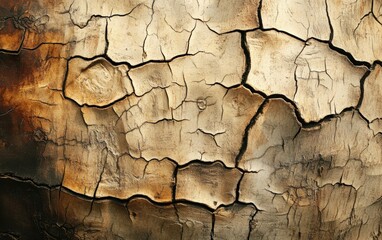 Fototapeta premium Tree Bark Texture: Rough, cracked bark with deep grooves and natural textures covering a tree trunk. 