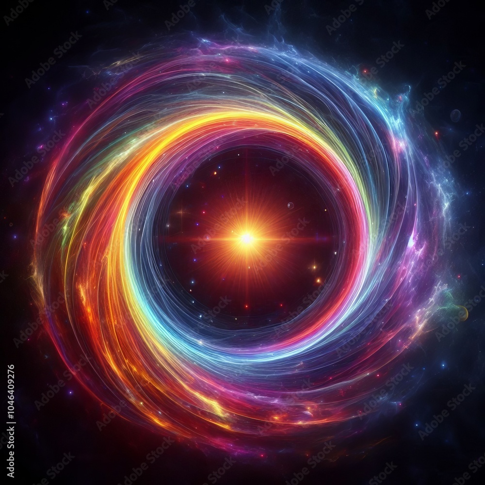 Poster fractal burst background featuring a vibrant swirl of colors with energy and motion, creating an abs