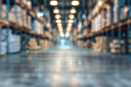 Blur warehouse inventory for logistics background
