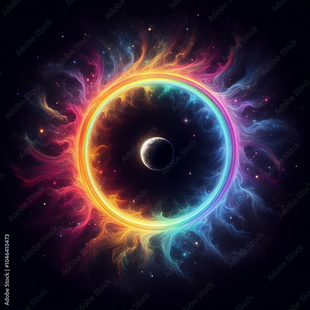 Poster fractal burst background featuring a vibrant swirl of colors with energy and motion, creating an abs
