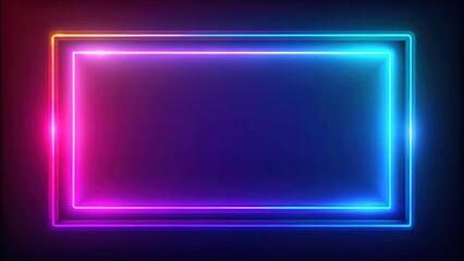 Fototapeta premium Abstract neon rectangle frame with vibrant colors and modern design, neon, rectangle, frame, abstract,vibrant, colors, modern