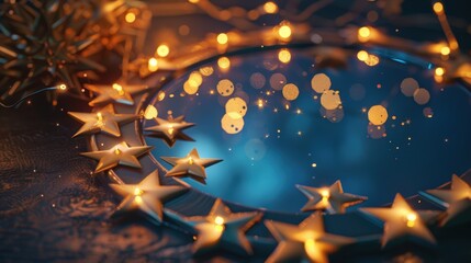 Mirror Reflecting a Path of Glowing Stars - Achievements and Milestones Symbolism for Design and Inspiration