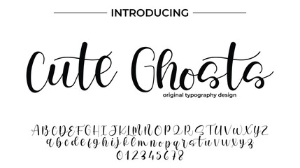 Cute Ghosts Font Stylish brush painted an uppercase vector letters, alphabet, typeface