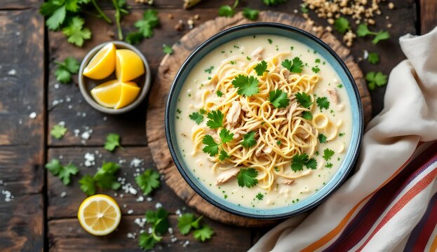 Harira Beida: Traditional White Chicken Soup with Vermicelli and Herbs (Algerian Cuisine)