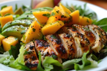 Chicken salad with avocado and mango