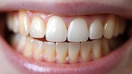 Close-up photo of teeth before and after a dental cleaning, showing heavy plaque and yellow stains before, and bright, clean teeth after the procedure