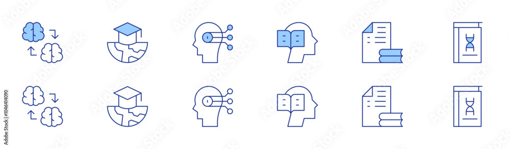 Aufkleber knowledge icon set in two styles, duotone and thin line style. editable stroke. knowledge transfer, 
