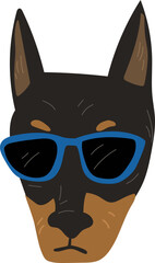 Cute dog face cartoon. Vector illustration.