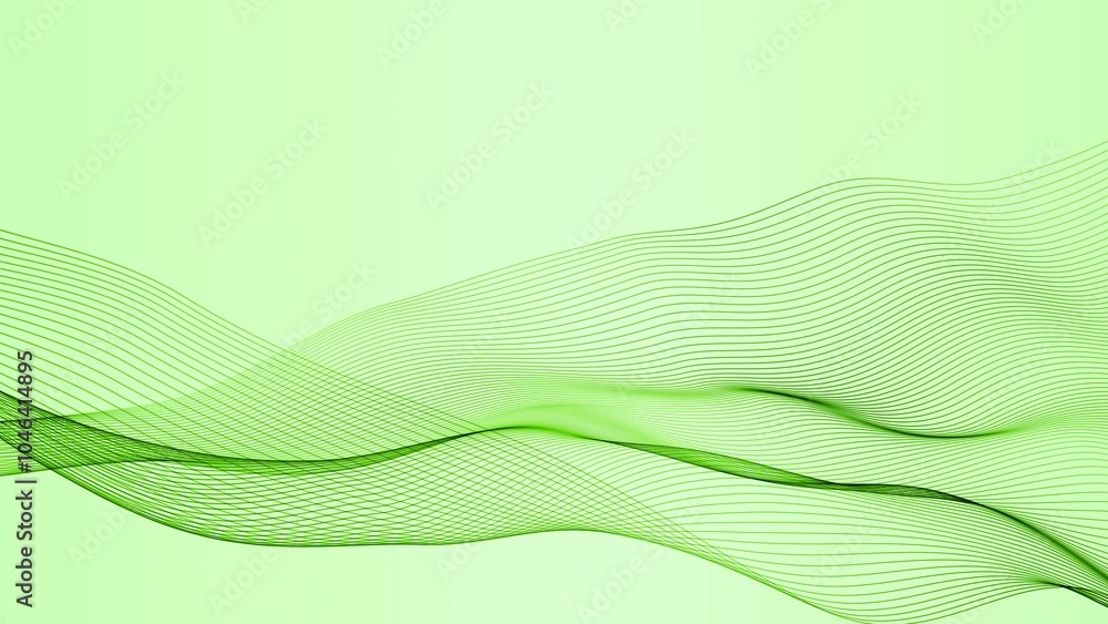 Poster abstract green wave pattern on light background