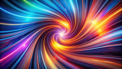 Obraz premium Dynamic Effect Curves of Beam Stream Stripes: Multicolor Wave Lines and Cyber Synthetics in Spiral and Swirl Shape, Creative Art Background with Generative AI Technology