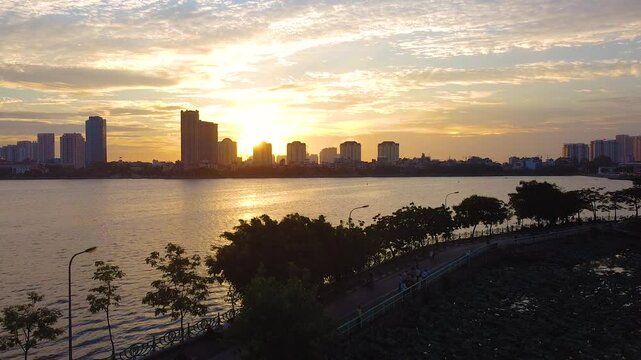 Drone Vietnam - Hanoi, West Lake - Sunset_4