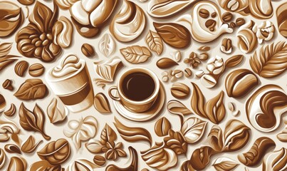 Obraz premium coffee art pattern for print, vector illustration style