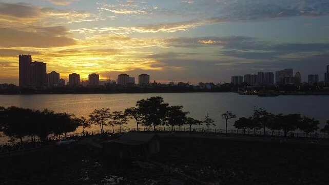 Drone Vietnam - Hanoi, West Lake - Sunset