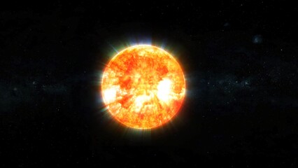 glowing sun zoom on space