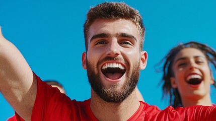Player celebrating a victory on the court with teammates cheering in the background high detail ultra HD professional photography