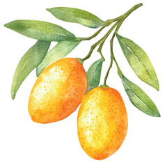 Grapefruit fruit watercolor clipart illustration