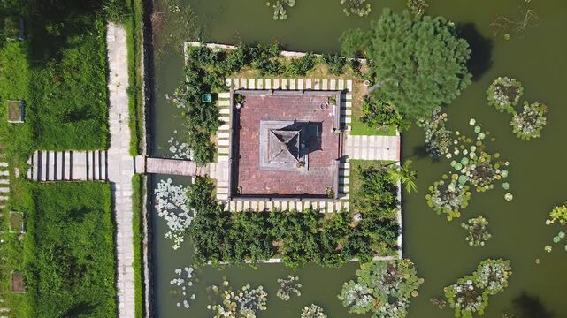 Drone Vietnam - Countryside, temple in the lake