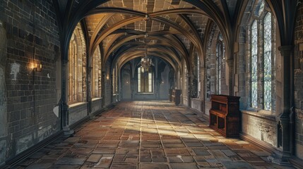 Fantasy medieval gallery in the castle.