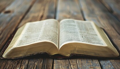 Obraz premium Closeup of Bible on table Christian religious book
