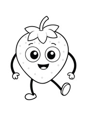 kawaii strawberry coloring page for kids